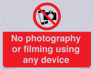 No photography or filming using any device